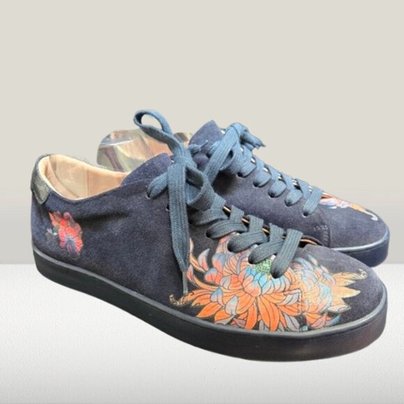 Marc Cain Shoes - MARC CAIN Women's Navy Printed Suede Sneaker